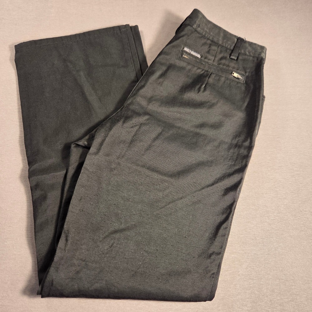Harley-Davidson Womens Black Straight Leg Trousers Zipper Pocket Size 10
